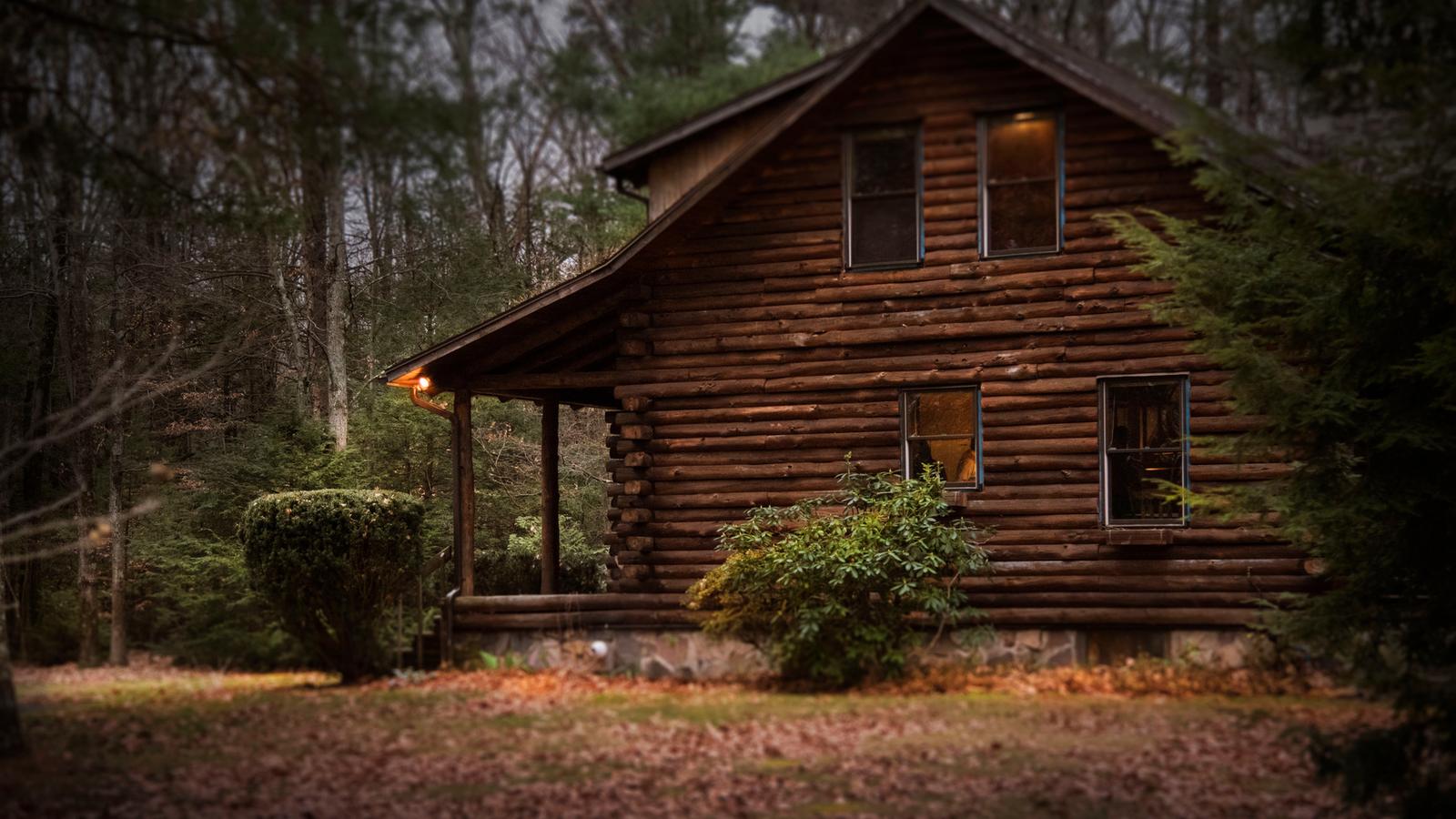 Log cabin in the woods